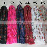 Hangzhou Flower Printed Silk Scarf 110*180cm Silk Scarf Twill thumbnail-1