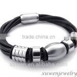 Factory Made Stainless Steel Bulk Leather Bracelet With Magnetic Clasp