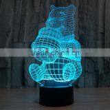3D Optical Night Light Lovely Bear 7 RGB Light Colors 10 LEDs AA Battery or DC 5V Mixed Lot thumbnail-2