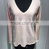 BGAX16079 Women's V Neck Soft Cashmere Knitwear , Special Solid Color Print Sweater