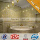 HF JY13-P05A waterproof gold glass and white glass mosaic tile bathroom decor mosaic beauty bathroom wall tile stickers