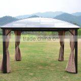 Hard Top Sun Shelter Polycarbonate Gazebo With Mosquito Netting Round Roof 10x10 thumbnail-1