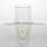 Clear Dubble Wall Wine Drinking Glass Beer Glass Tall Cup With Logo thumbnail-5