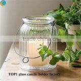 Glass Cylinder Vase Bulk Tall Clear Glass Lantern With Rope Handle thumbnail-3