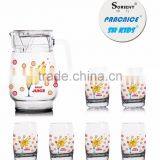 Classic Glass Water Jug 1400ml Fruit Color Printing Glass Jug Set and Water Glass Jug Set and Glass Carafer and Juice Decanter thumbnail-2