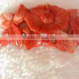 for Sale 30-40mm Orange Flower & Leaf Shape Natural Coral Pendant thumbnail-1