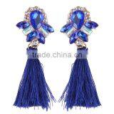 Bohemian Jewelry Rhinestone Gems With Long Colorful Tassel Charms Earrings for Women thumbnail-6