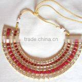 Crystal Ruby Bollywood Necklace Jhumka EARRING Set thumbnail-1