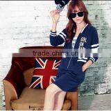 Navy Blue Long-sleeved Dress thumbnail-3