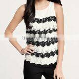 Summer Cool Chiffon Tank Top Decorated With Lace thumbnail-1