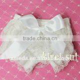 Baby White Lace Petti Panties Bloomers With White Bow thumbnail-1