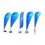 Indoor Blue Teardrop Flying Banner Stand For Advertising , Sail Feather Flags