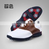 brown leather golf shoes/ybng cow hide water proof breathable golf shoes/amazing golf shoes