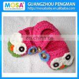 Crochet Newborn Shoes Baby Girl Owl Mary Jane Hot Pink Green Flower Animal Booties thumbnail-2