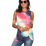 2020 New European and American Women's Gradient Color Explosion Printed Sleeveless Vest T-shirt Tops Women thumbnail-1