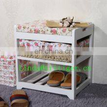 Wooden Shoe Storage Bench Stools Chest Cabinet With Cushions Seat Ottomans thumbnail-4