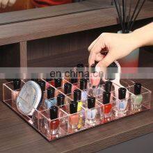 Rose Gold Acrylic Nail Polish Organizer Modern Acrylic Tray With Grid for Nail Polish Bottle thumbnail-3