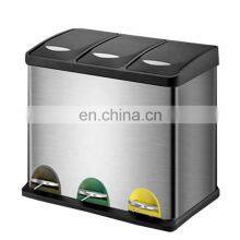 Two and Three Compartments Indoor Kitchen Recycling Pedal Bin Household Recycling Bin Stainless Steel Recycle Bin
