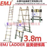 3.8m multi-purpose telescopic ladder with hinges and EN131 approval
