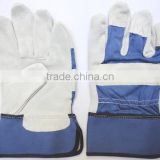 Work Gloves / Cow split Leather Gloves back interlock fabric with rubberized cuff