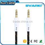 New Premium 2016 Fabric Braided Flat AUX Cable For IPod Iphone MP3 Audio Cable 3.5mm for Samsung Galaxy j3 Free Samples thumbnail-3