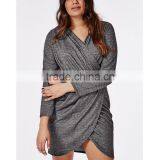Best Selling Girls Wholesale Plus Size Jersey Wrap Dress Grey Marl thumbnail-2