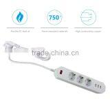 Euro German 3 Way Power Plug Socket 3 Port Usb 100v-250v 16a Cable Voltage Surges Protected thumbnail-4