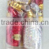HOT SALE Gold/silver/ red Laser Poly Gift Wrapping Ribbon and Bows Pack