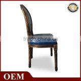 Classic Leather Armless Dining Chair/Wooden Dining Chair/Louis Solid Wooden Dinner Chair thumbnail-2