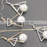 Generous Artifical Pearl on Triangle Stud Earrings thumbnail-6