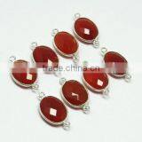 Luxury !! Carnelian Oval Shape Gemstone Silver Connectors, Gemstone Silver Jewelry Connectors, Gemstone Silver Connectors