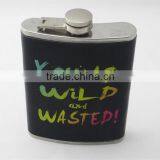 be young forever ! ! hip flask with leather covered