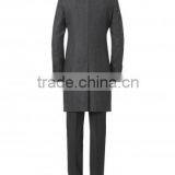 2015 New Style 100% Cashmere Classic Grey Herringbone Custom Mens Business Coat thumbnail-3