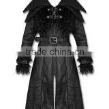 Mens Coat Long Jacket Black Gothic Steampunk Hooded Trench thumbnail-1