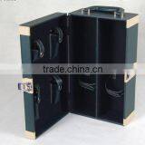 Luxury High-end Leather Wine Box for Two Glasses Bottles,wooden Wine Box Packaging thumbnail-1