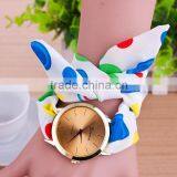 In Stock Geneva Perempuan Dots Kain Syal Band Circum Analog Pergelangan Kuarsa Menonton thumbnail-4