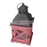 Red Color Wood Lantern Cross Frame Iron Top thumbnail-2
