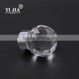 1 1/6 Inch Brass Base Chrome Plated Clear Crystal Handle Knobs