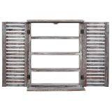 MyGift? Brown Wood Window & Shutter Design Nail Polish Rack for Wall / Salon Display Stand With 4 Shelves thumbnail-2