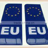 Euro EU Number Plate Resin Domed Sticker 3D Gel Car Badge x 2 thumbnail-1