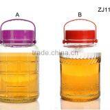 Glass Huge Plum Bottle Dispenser With Handle Plastic Lid thumbnail-1