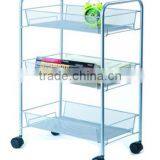 3 Tiers Metal Mesh Document Stationery Cart With 4 Wheels thumbnail-2