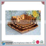 Carved Technique and Hexagon Shape Christmas Wooden Candy Dry Fruit Tray thumbnail-1