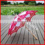 New Arrival Stock White and Rose Colors Victorian Lace Parasol thumbnail-2