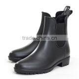 Black Matte PVC Rain Shoes Wellington Boots Chelsea Waterproof Shoes Women thumbnail-2