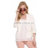 ladies/women white color half sleeve back zip high fashion blazer