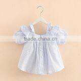 Kid Fashion Clothes Seersucker Blouse Lovely Girl Shirt Big Collar Fine Shoulder Straps Clothing Swimwear thumbnail-1