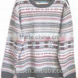 Crew Neck Classic Stylish Jacquard All Over Body Mens Multi Color Sweater thumbnail-3
