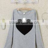 2016 Wholesale Women's Heart Pattern O-neck Long Sleeve T-shirt thumbnail-2