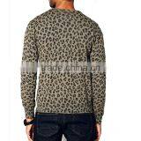 Fashionable Crew Neck Leopard Pattern Cotton Long Sleeve Men Pullover Sweater thumbnail-3